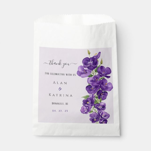 Deep Purple Violets Favour Bags (Front)