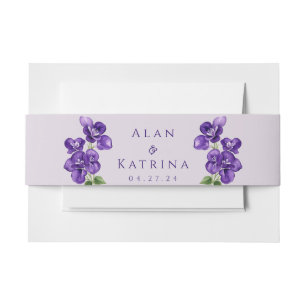 Deep Purple Violets Invitation Belly Band