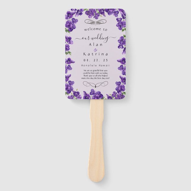 Deep Purple Violets Set of Fans (Front)