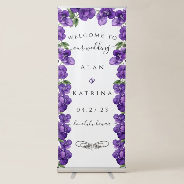 Deep Purple Violets Vertical Retractable Banner (Front)