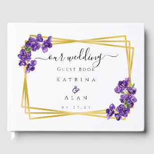 Deep Purple Violets Wedding Guest Book