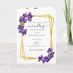 Deep Purple Violets Wedding Invitation