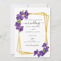 Deep Purple Violets Wedding Invitation