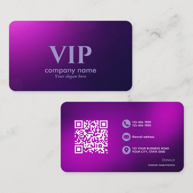 Deep Purple VIP – Fully Customisable & Elegant Business Card (Front/Back)