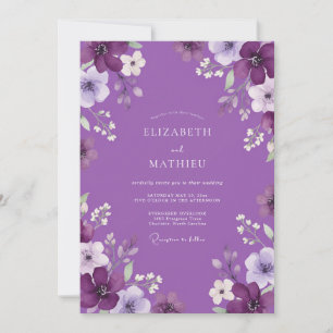 Deep Purple Wildflower Wedding Invitation