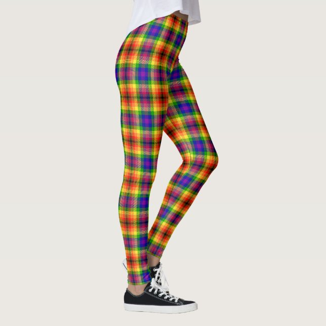 Deep Rainbow Tartan Plaid Inclusive Leggings (Right)