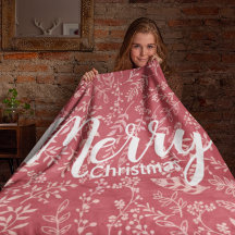 Deep Raspberry Boho Floral Feather Christmas