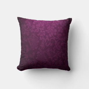 Deep raspberry red damask vintage nouveau chic cushion