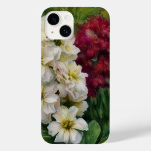 Deep Red and White Flowers Art Phone Case