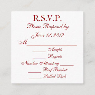 Deep Red and White Response RSVP Cards