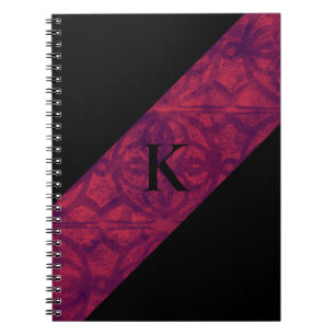 Deep Red Batik Black Monogrammed Notebook