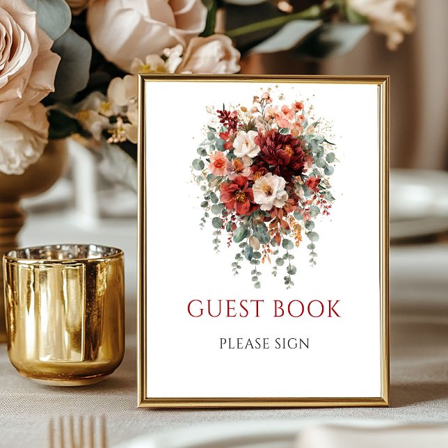 Deep Red Boho Eucalyptus Guest Book Tabletop (Deep Red Boho Eucalyptus Guest Book Tabletop

)