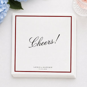 Deep Red Border Wedding Napkins