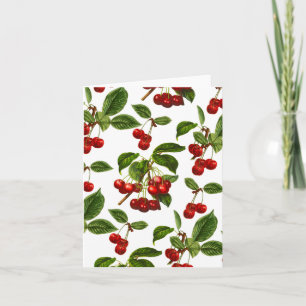 Deep Red Botanical Cherry Print Card