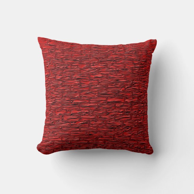 Deep Red Brick Pattern Lumbar and Throw Pillows (Front)