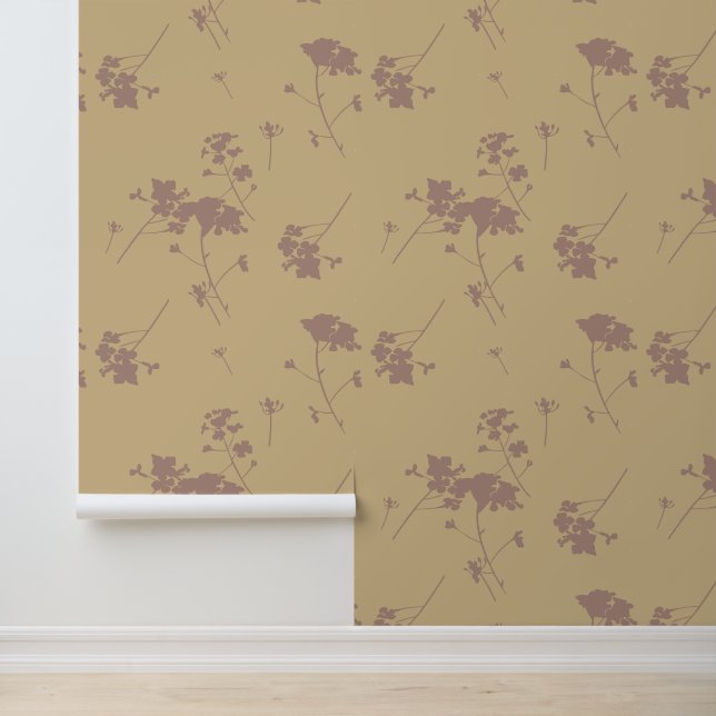 Deep Red-Brown Flower Silhouettes Wallpaper (Application)
