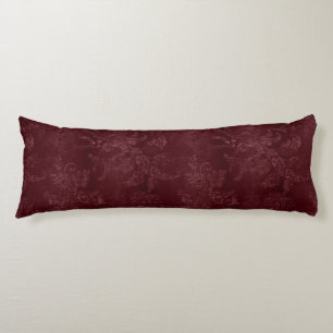 Deep Red Burgundy Floral Christmas Body Cushion
