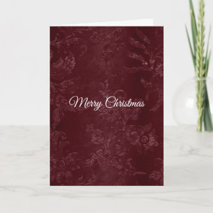Deep Red Burgundy Floral Christmas Card