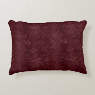 Deep Red Burgundy Floral Christmas Decorative Cushion