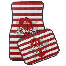 Deep Red Burlap Texture with a Lobster