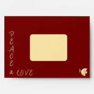 Deep Red, Butter Yellow Gold Christmas Peace Dove Envelope