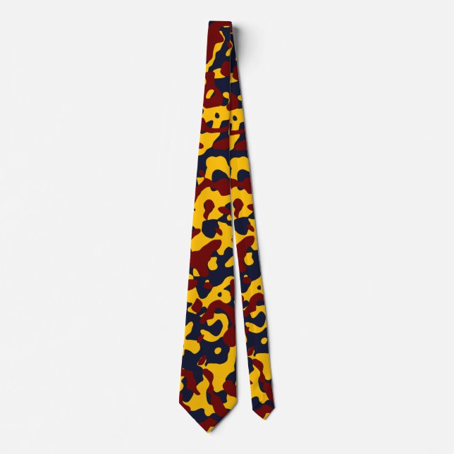 Deep Red Camo in Bright Yellow and Dark Blue Tie (Front)