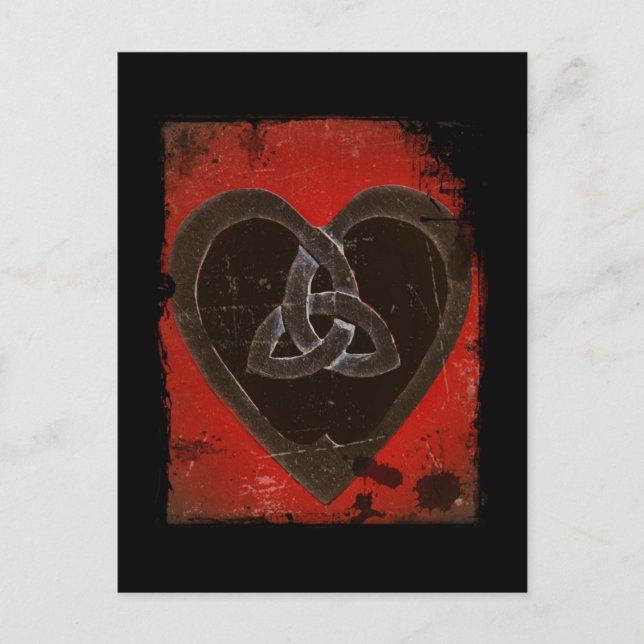 Deep Red Celtic Heart Postcard (Front)