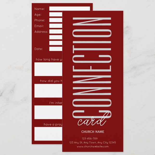 Deep Red Church Connection Card (Front/Back)