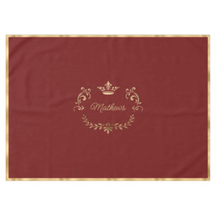 Deep Red Crown Crest Personalised  Tablecloth