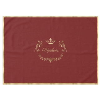 Deep Red Crown Crest Personalised Tablecloth