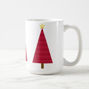 Deep red damask modern Christmas tree Coffee Mug
