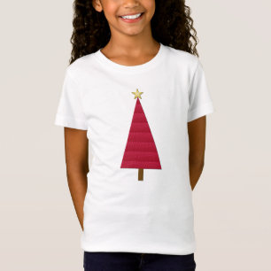Deep red damask modern Christmas tree T-Shirt
