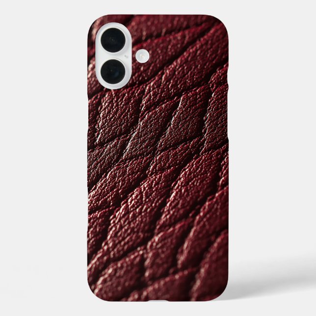 Deep Red Diamond Faux Leather Phone Case (Back)