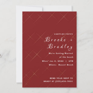 Deep Red Diamond Pattern Wedding Invitation