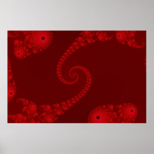 Deep Red Double Spiral Poster