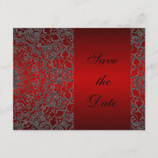 Deep Red Elegant Modern Lace Save the Date