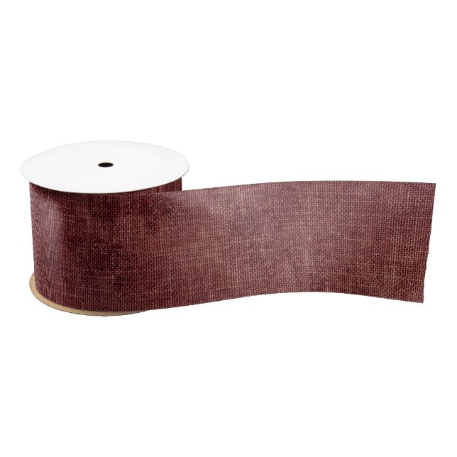Deep Red Faux Linen Satin Ribbon (Spool)