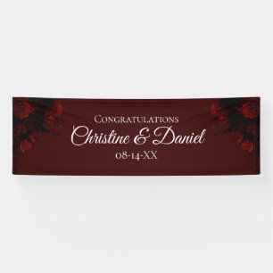 Deep Red Floral Elegant Gothic Wedding Banner
