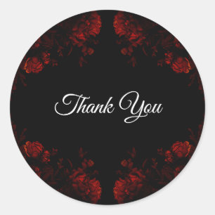 Deep Red Floral Elegant Gothic Wedding Classic Round Sticker