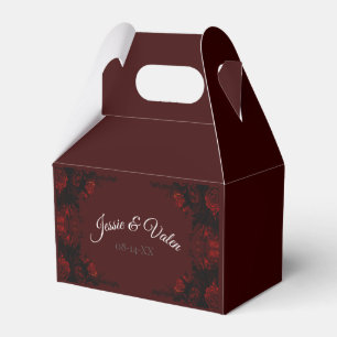 Deep Red Floral Elegant Gothic Wedding Favour Box