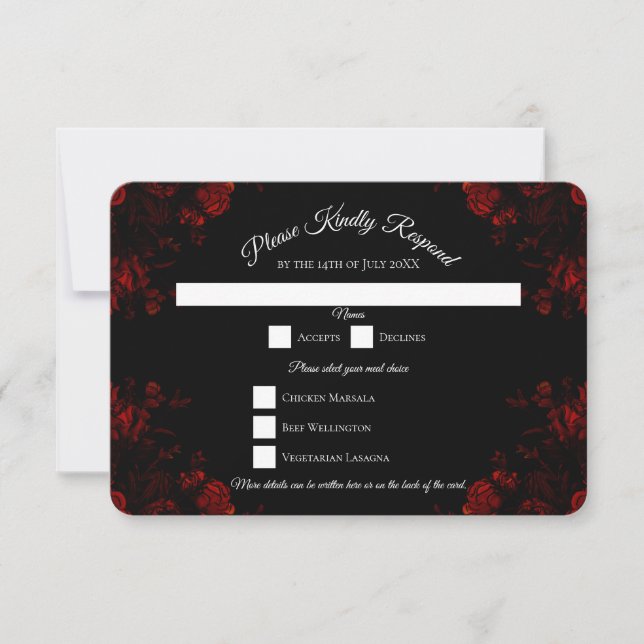 Deep Red Floral Elegant Gothic Wedding Invitation (Front)