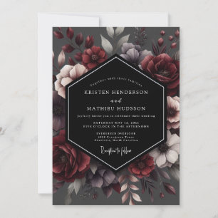 Deep Red Floral Enchantment Wedding Invitation