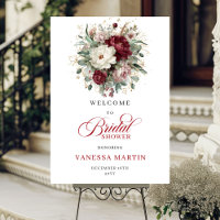 Deep Red Flowers Eucalyptus Gold Bridal Welcome  