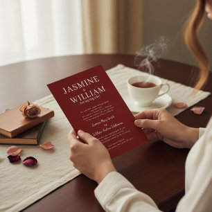 Deep Red Formal Typography Wedding Invite