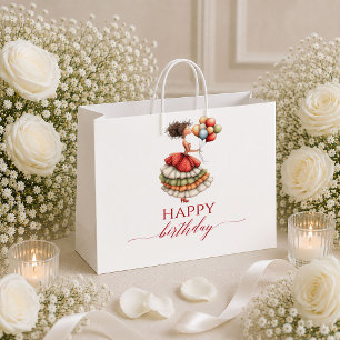 Deep Red Funny Woman Marsala Script Birthday gift Large Gift Bag