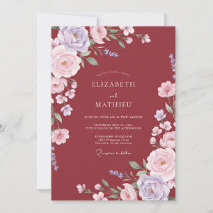 Deep Red Glamourous Autumnal Wedding Invitation