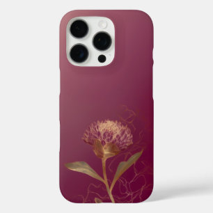 Deep Red Gold Botanical Flower Linework iPhone 16 Pro Case