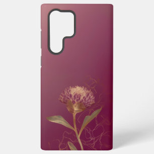Deep Red Gold Botanical Flower Linework Samsung Galaxy Case