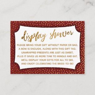 Deep Red & Gold Confetti Display Shower Gift Card