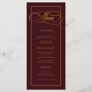 Deep Red & Gold Old Money Vintage Retro Wedding Menu